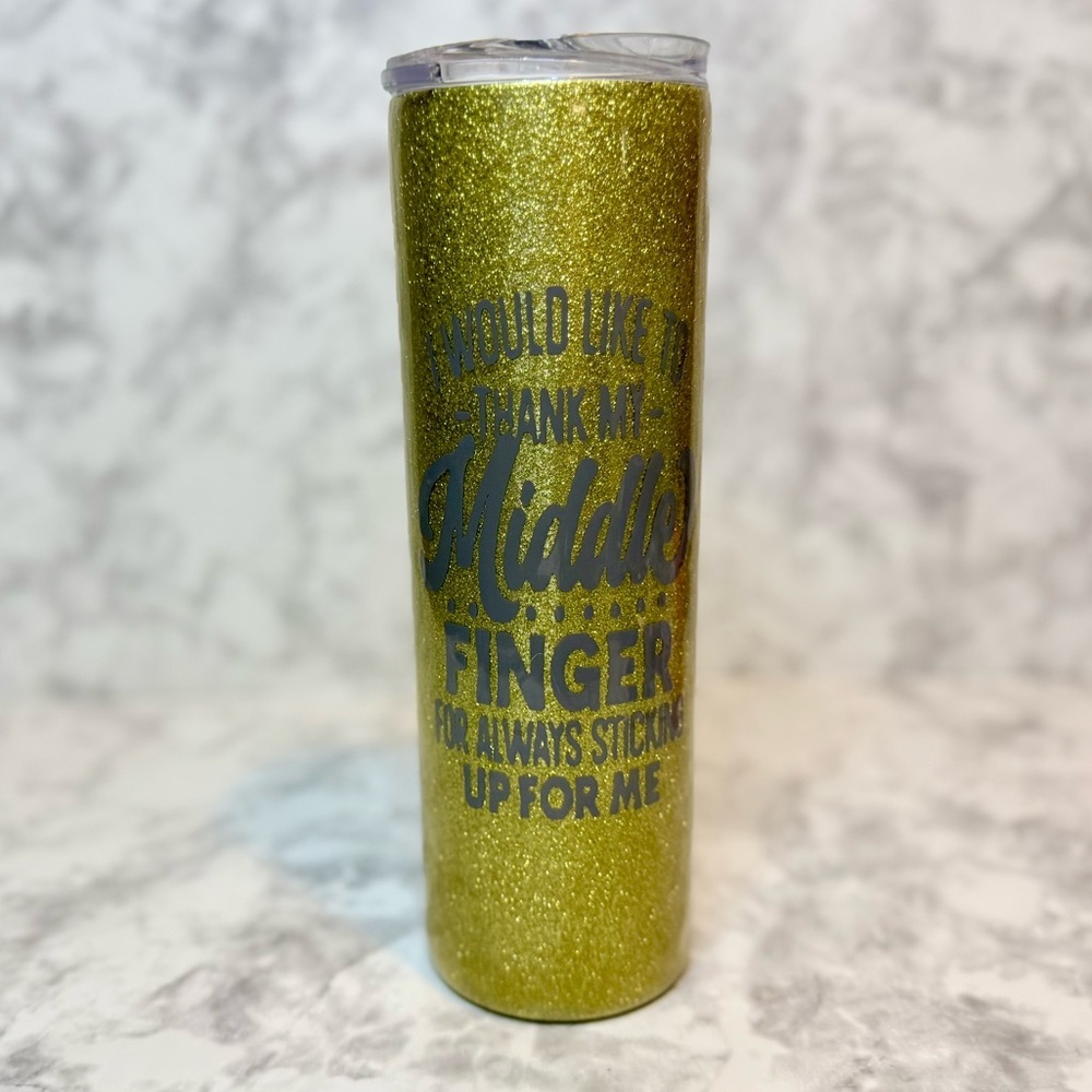 Middle Finger Glitter Tumbler 30oz -New